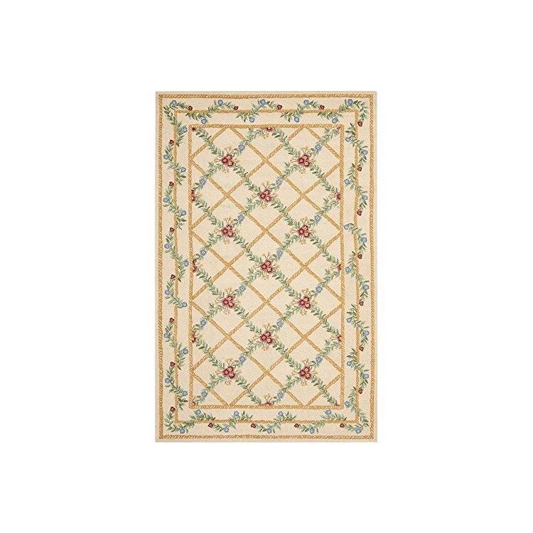 Virgin Wool Pile Country Floral Rug 11x8' Ivory & Large Rectangle - Safavieh image - 1