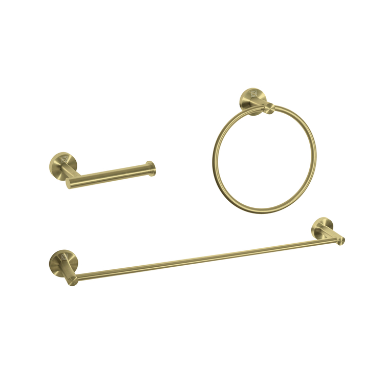 Elegant Kitchen and Bath Alma 3-Piece Bathroom Hardware Set in Brushed Gold image - 1
