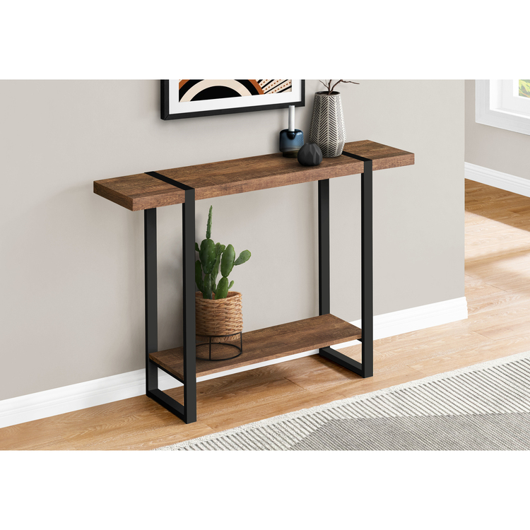 Monarch Specialties Accent Table, Console, Entryway, Narrow, Sofa, Living Room, Bedroom, Metal, Laminate, Brown, Black, Contemporary, Modern image - 1