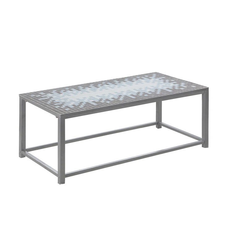 Gray/Blue Coffee Tables Metal Hammered Silver 42 L Rectangular image - 1