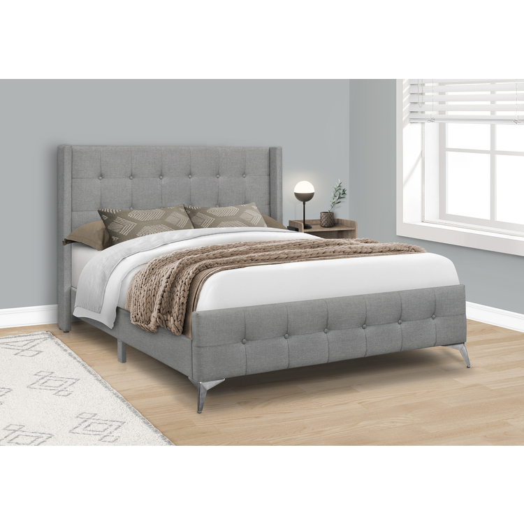 Upholstered Twin Bed Set with Pillowtop Plush Mattress with Foundation