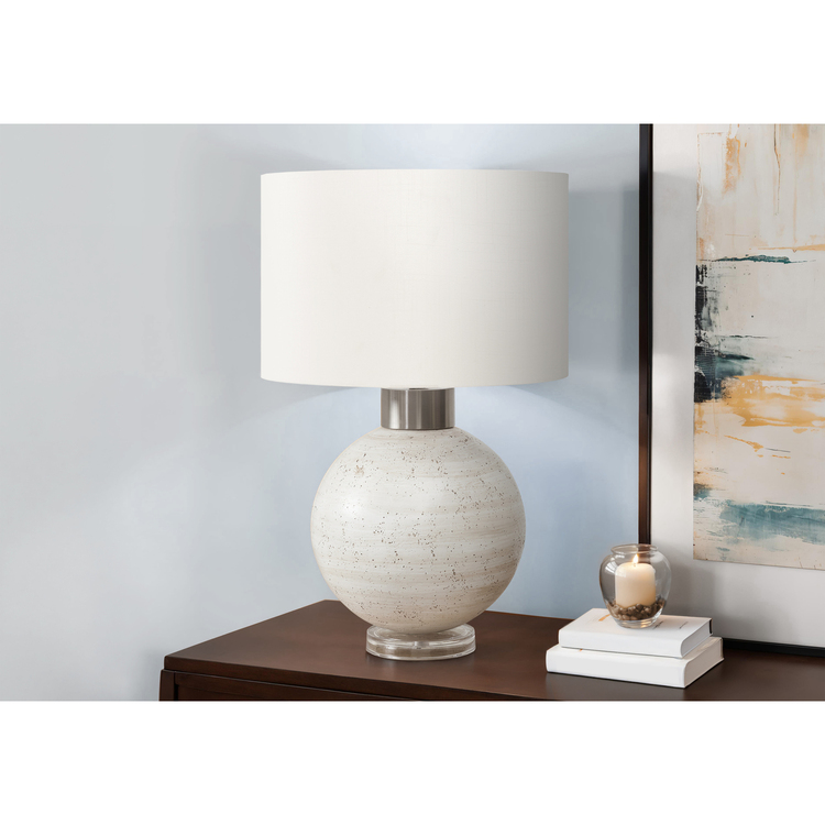 Monarch Specialties Lighting, Table Lamp, 27"h, Beige Resin, Ivory / Cream Shade, Contemporary image - 1