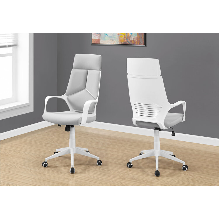 Adjustable Height Swivel Ergonomic Office Chair White Grey image - 1