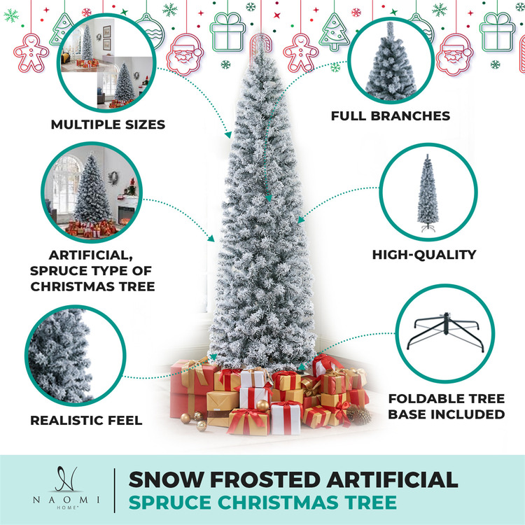 Naomi Home Snow Frosted Artificial Spruce Christmas Tree image - 1