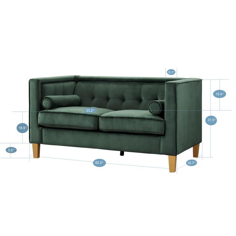 Audrey Velvet Tufted Tuxedo Arm Loveseat image - 1
