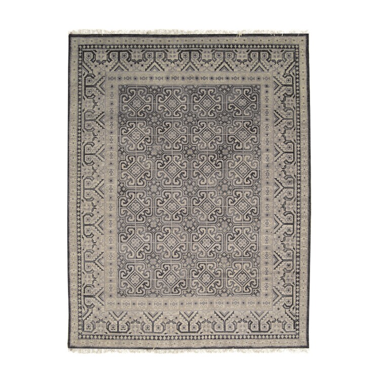 EORC Purple Hand Knotted Wool Traditional Khotan Weave Rug, 8' x 10' image - 1
