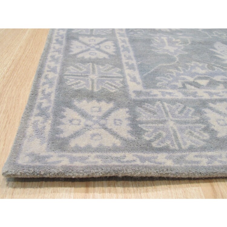 Gray Hand - Tufted Wool Traditional Overdyed Rug 7'9x9'9 Rectangle Size - Eorc image - 1
