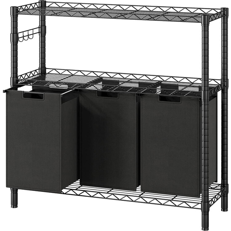 Idealhouse Black Metal Laundry Basket Racks with 3 Removable Laundry