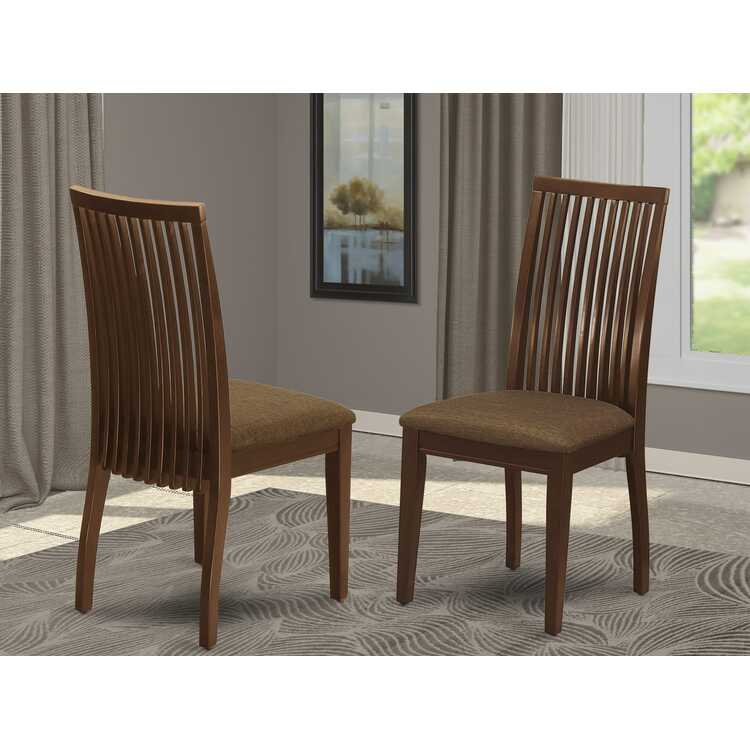 East West Furniture IPC-MAH-C Ipswich Dining Room Chairs - Linen Fabric Upholstered Solid Wood Chairs, Set of 2, Mahogany image - 1