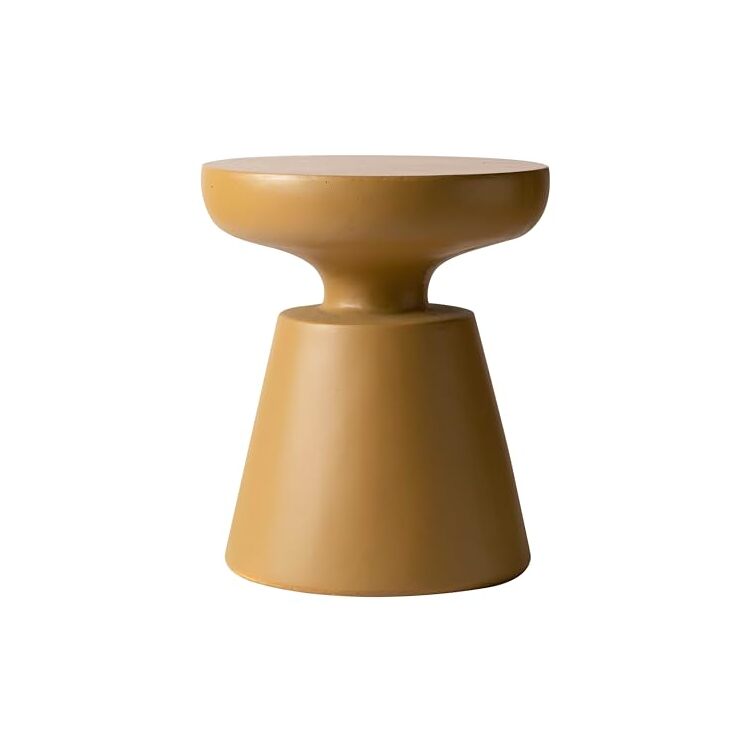 LeisureMod Isle Collection Fiberglass Outdoor Side Table in Brown image - 1