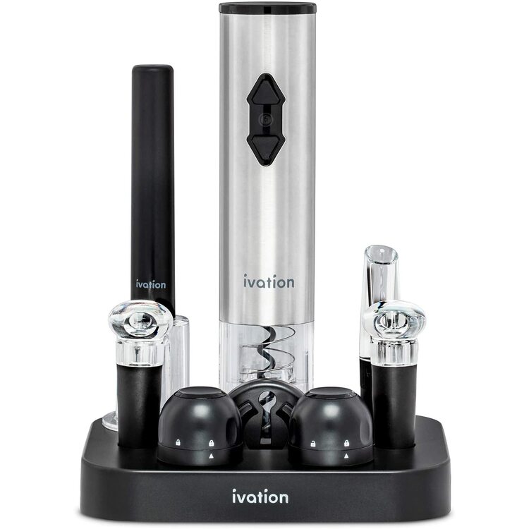 Ivation Electric Wine Opener, 9-Piece Wine Gift Set, Electric Bottle Opener, Wine Aerator Pourer image - 1