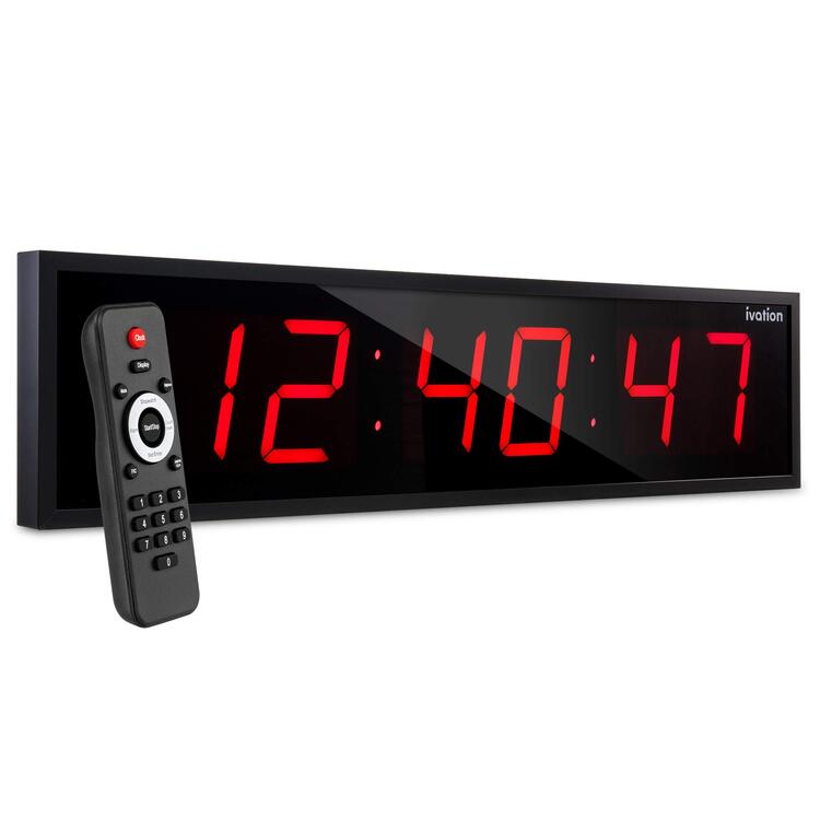 Ivation Large Digital Wall Clock, LED Digital Clock with Remote, Timer and Alarm image - 1
