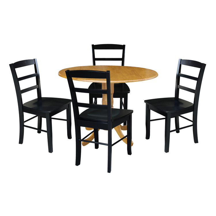 International Concepts 42 in. Dual Drop Leaf Table with 4 Ladder Back Dining Chairs - 5 Piece Dining Set image - 1