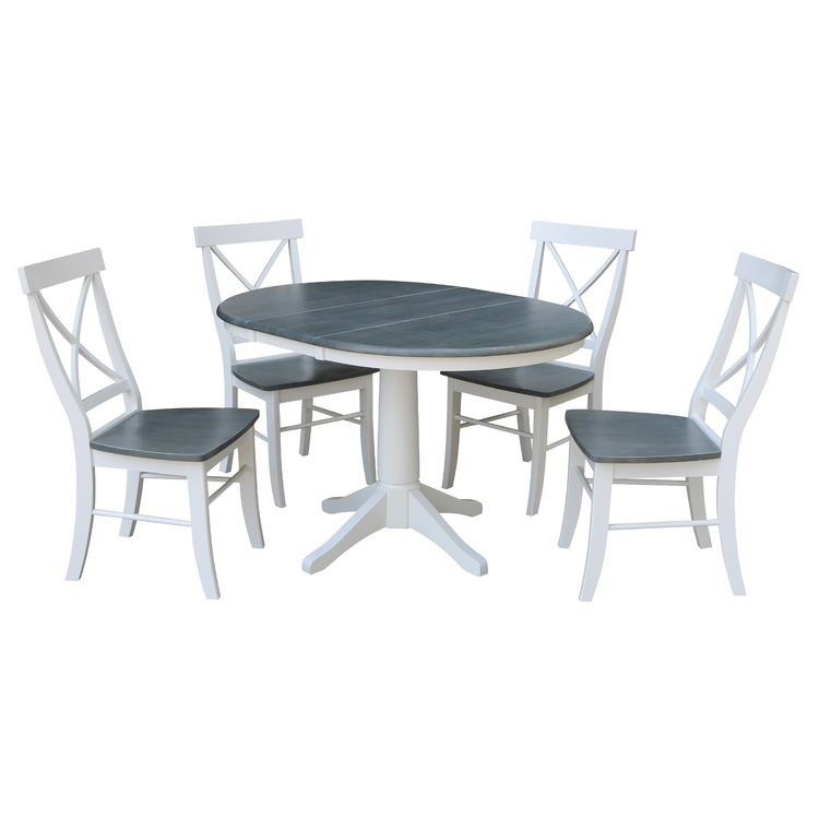 International Concepts 36 Inch Round Extension Dining Table With 4 X Back Chairs Set Of 5 Pieces From 919 86 To Ojcommerce 36 Inch Round Extension Dining Table, 36 Inch High Dining Table Set