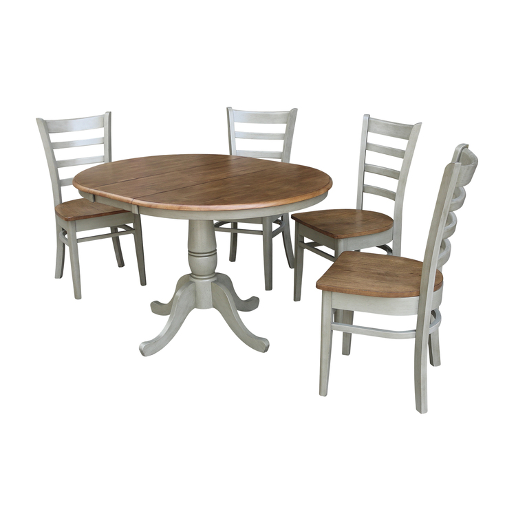 International Concepts 36" Round Extension Dining Table With 4 Emily Chairs - Set of 5 Piece image - 1