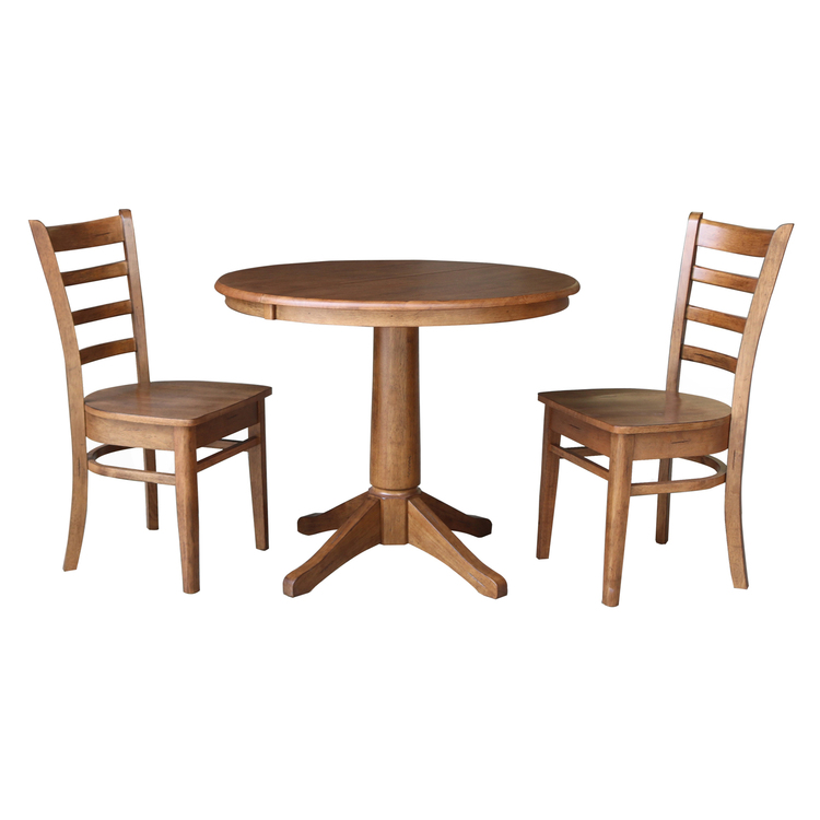 International Concepts 36" Round Extension Dining Table with 2 Chairs image - 1