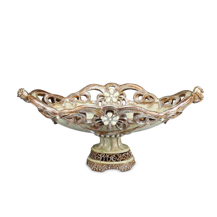 ORE International Vintage Rose Fruit Bowl - 9" Decorative Centerpiece image - 1
