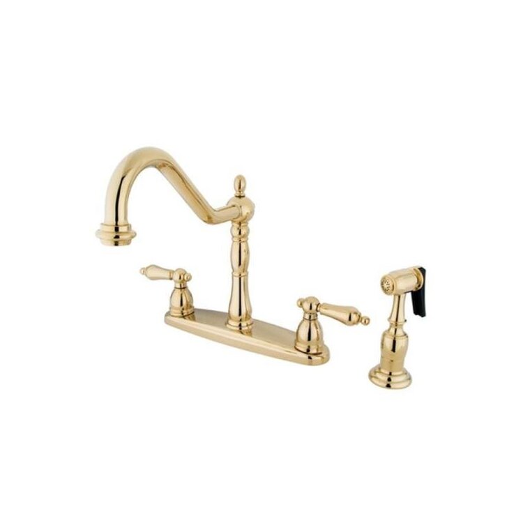 Kingston Brass Heritage 8" Center Kitchen Faucet with Brass Sprayer image - 1