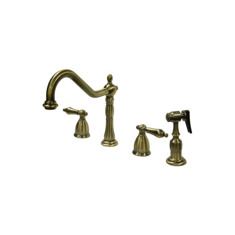 Kingston Brass Heritage 8" Center Kitchen Faucet with Brass Sprayer image - 1