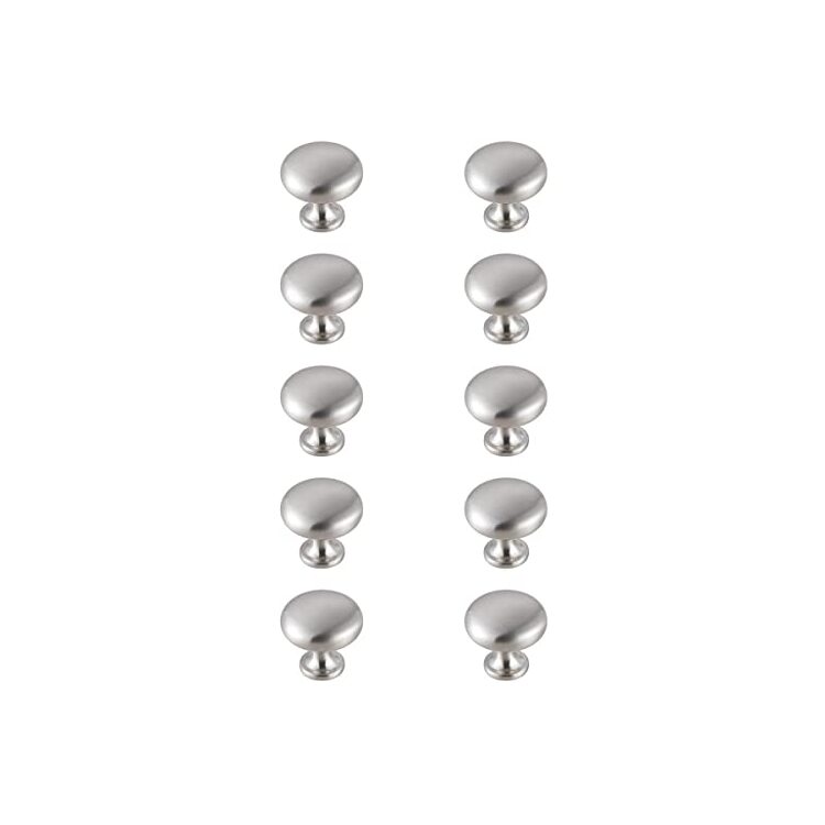 Elegant Decor Cadon 1.2" Diameter Brushed Nickel Mushroom Knob Multipack (Set of 10) image - 1