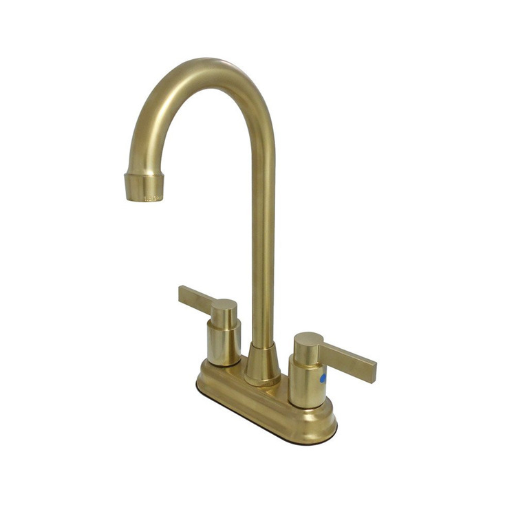 Contemporary Brass Centerset Bar Faucet with Brushed Brass Finish 4 - Inch Spout Reach - Kingston Brass image - 1