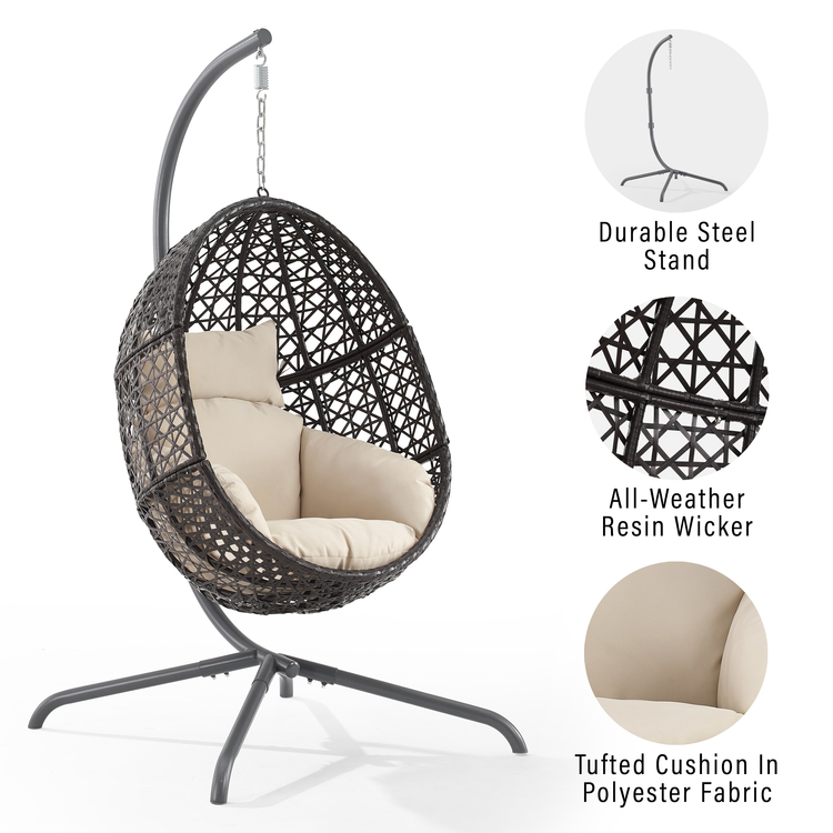 Crosley Calliope Wicker Hanging Egg Chair
