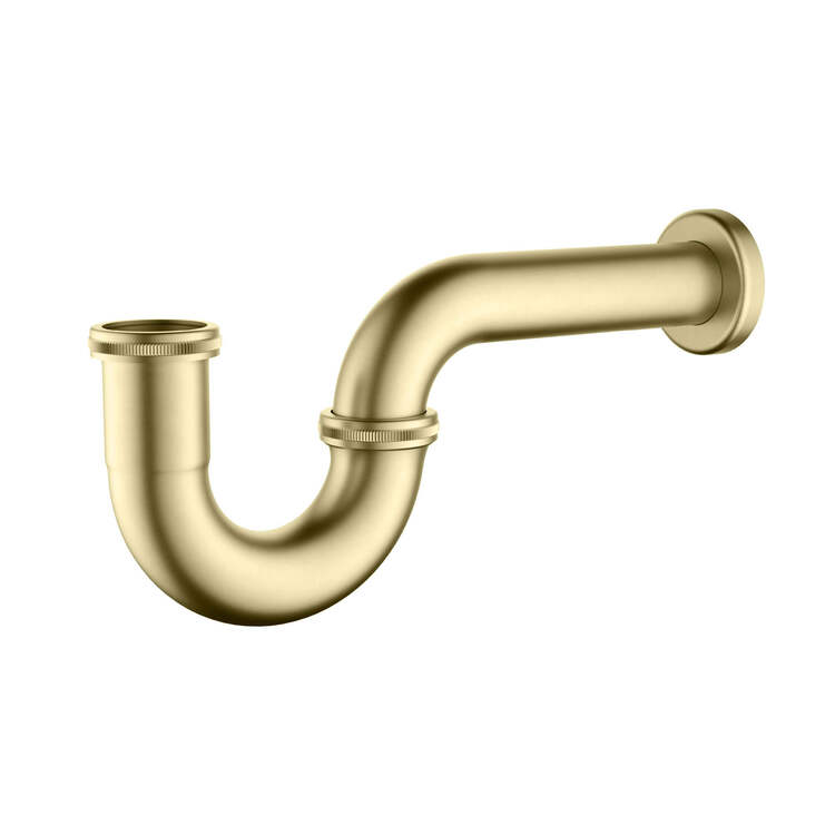 Decorative P-Trap Brushed Gold 1-1/4 & 1-1/2 Round Sink Plumbing - Kibi image - 1