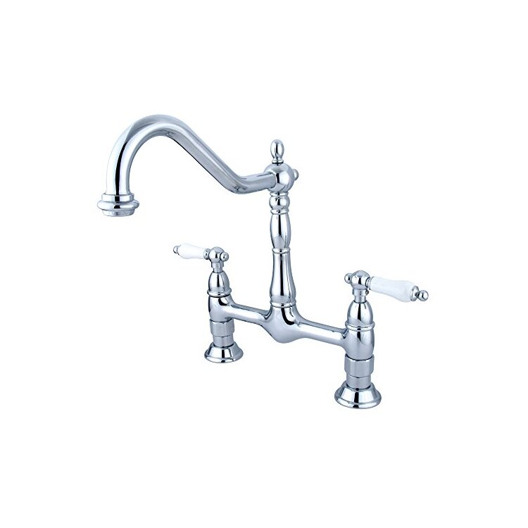 Kingston Brass Heritage Double Handle 8" Center Bridge Kitchen Faucet image - 1
