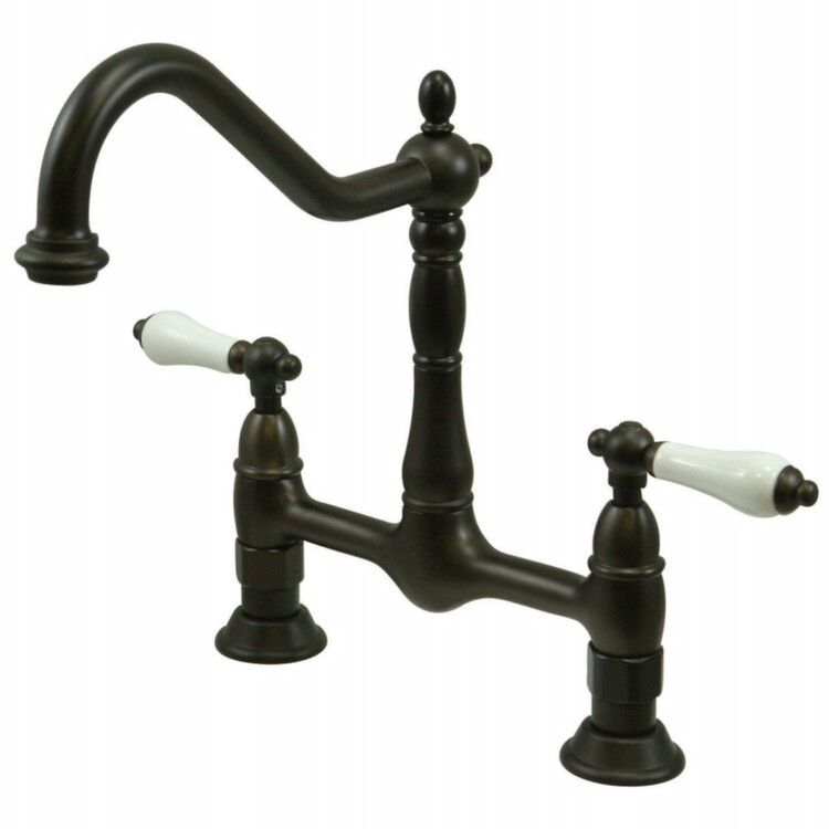 Kingston Brass KS1175PL Heritage Kitchen Bridge Faucet, Oil Rubbed Bronze image - 1