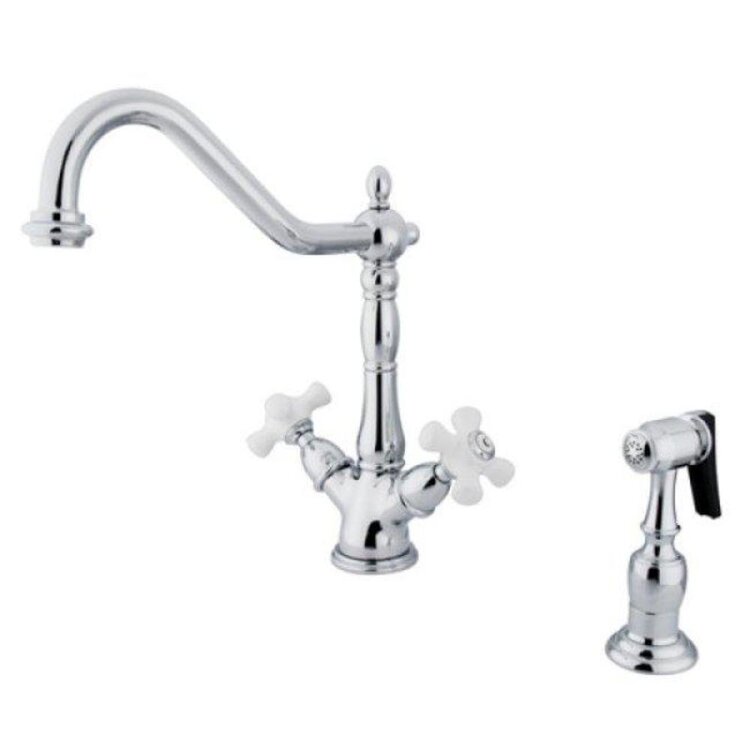 Kingston Brass Heritage Double Handle Kitchen Faucet With Side Sprayer image - 1
