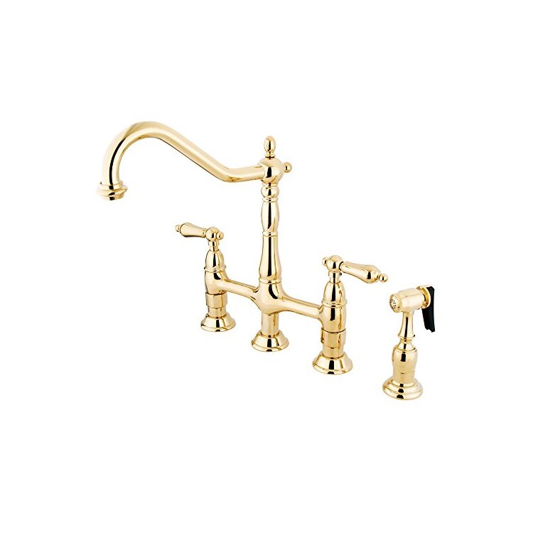 Kingston Brass Heritage 8" Center Kitchen Faucet With Side Sprayer image - 1