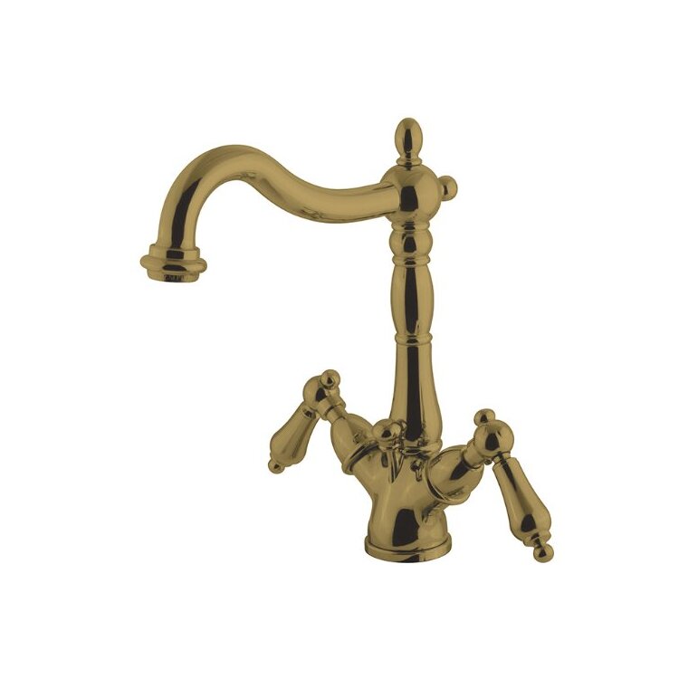 Two Handle Brass Lavatory Faucet Polished Brass Single Hole Ceramic Disk Valve - Kingston Brass image - 1