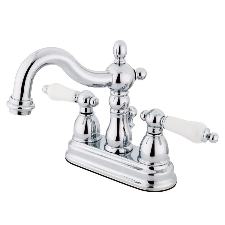 Kingston Brass Heritage Two Handle 4" Centerset Lavatory Faucet with Brass Pop-up image - 1