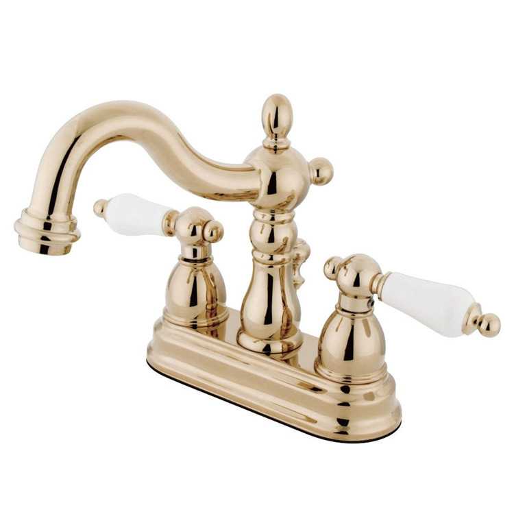 Kingston Brass Heritage Two Handle 4" Centerset Lavatory Faucet with Brass Pop-up image - 1