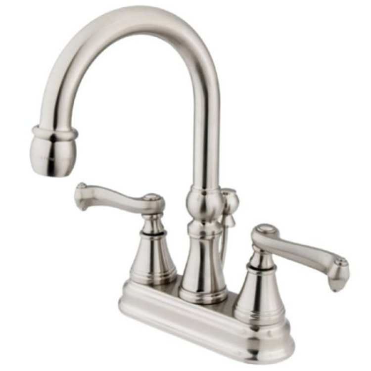 Deck Mount Two Handle Lavatory Faucet Brushed Nickel Centerset 4 Inch - Kingston Brass image - 1