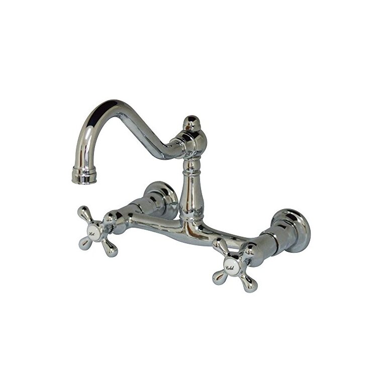 Polished Chrome Two Handle Vessel Sink Wall Mount Faucet - Kingston Brass image - 1