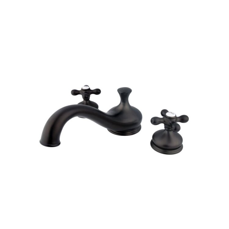 Roman Tub Faucet Oil Rubbed Bronze Brass Construction 2 Handle Deck Mount - Kingston Brass image - 1