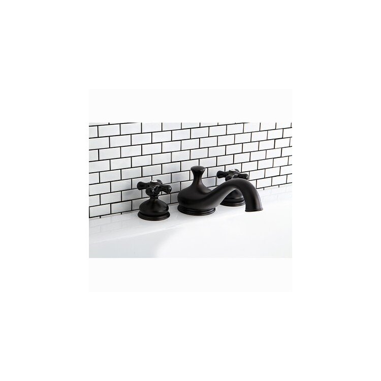 Kingston Brass Heritage Onyx Roman Tub Filler With Black Porcelain Cross Handle, Oil Rubbed Bronze image - 1