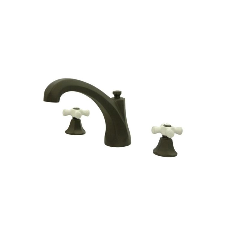 Kingston Brass Metropolitan Roman Tub Filler with Porcelain Cross Handles image - 1