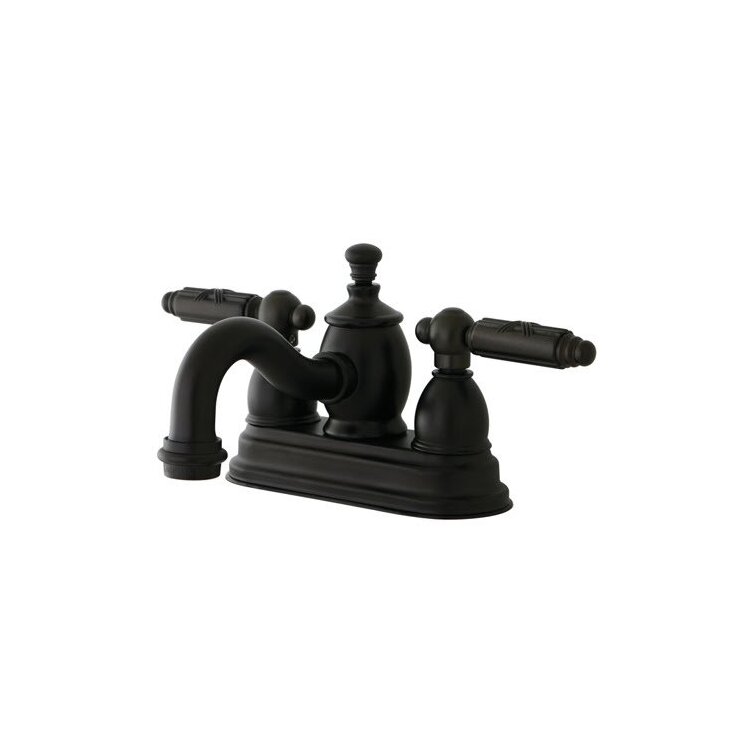 Kingston Brass 4" Centerset Lavatory Faucet with Heritage Spout and Metal Lever Handle, Oil Rubbed Bronze image - 1