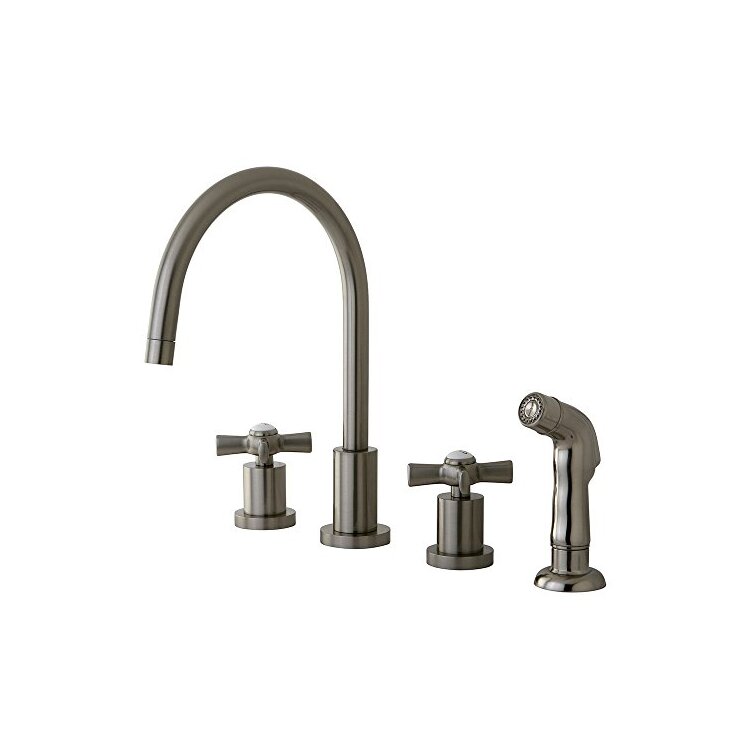Kingston Brass Millennium Widespread Kitchen Faucet, Satin Nickel image - 1