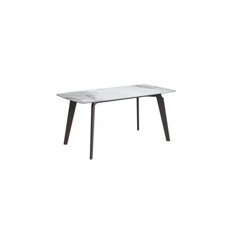 LeisureMod Krevor Series Modern Dining Table Silver Base, With 62 Medium Grey Sintered Stone Top image - 1