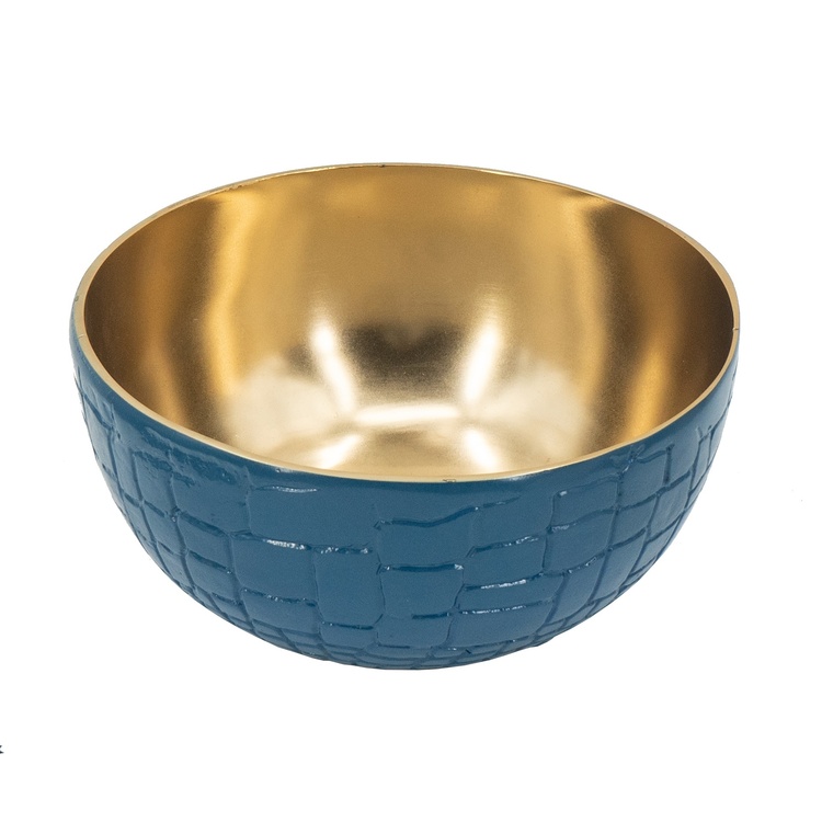A&B Home Crocodile Textured Aluminum Bowl - 9.5"Dia. - Blue image - 1