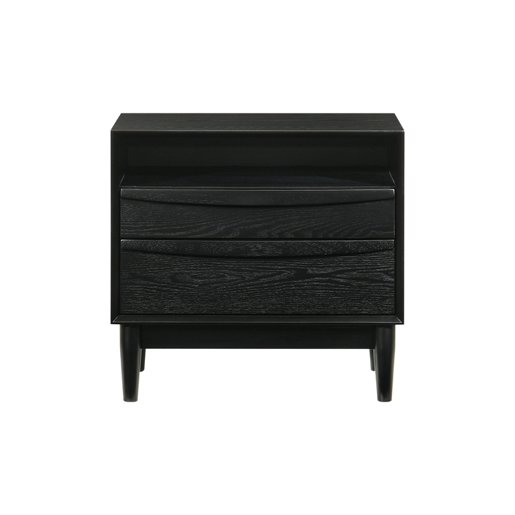 Armen Living Artemio 2 Drawer Wood Nightstand with Shelf in Black Finish image - 1