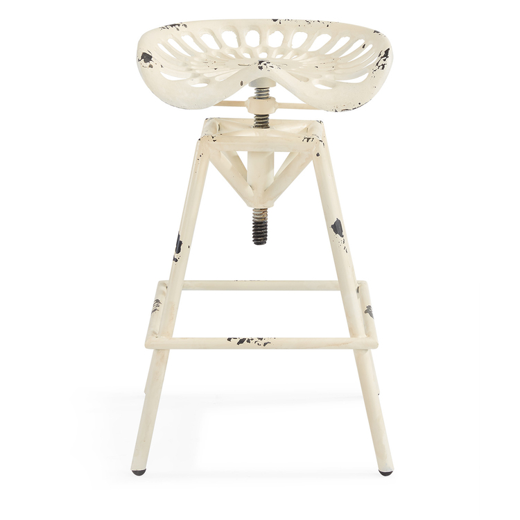 Armen Living Osbourne Adjustable Industrial Metal Barstool in Antique White finish image - 1