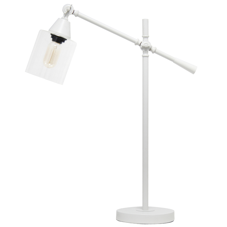 HomeStock Coastal Charm Tilting Arm Desk Lamp 7.25"x19.75"x28", White