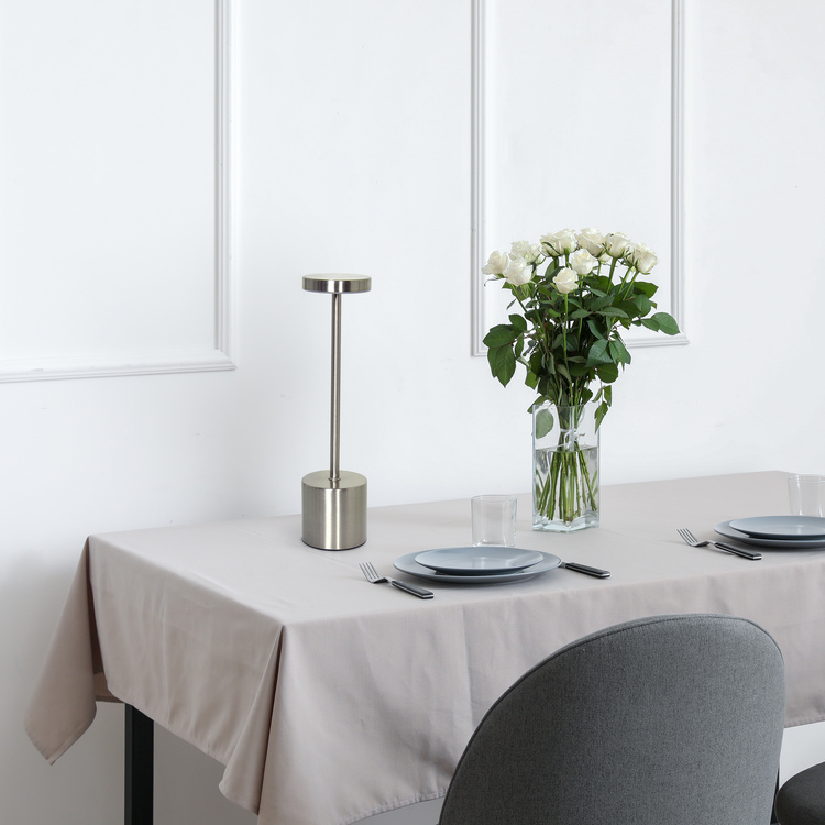 Simple Designs 12.75" Mushroom Magic Disc Dimming & Rechargeable Cordless 4-Way Touch Sensor Stick Desk Lamp, Silver image - 1