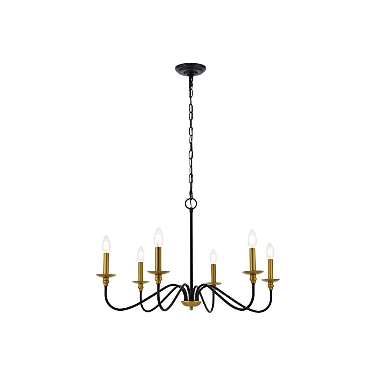 Living District Rohan 30 inch chandelier in matte black and brass image - 1