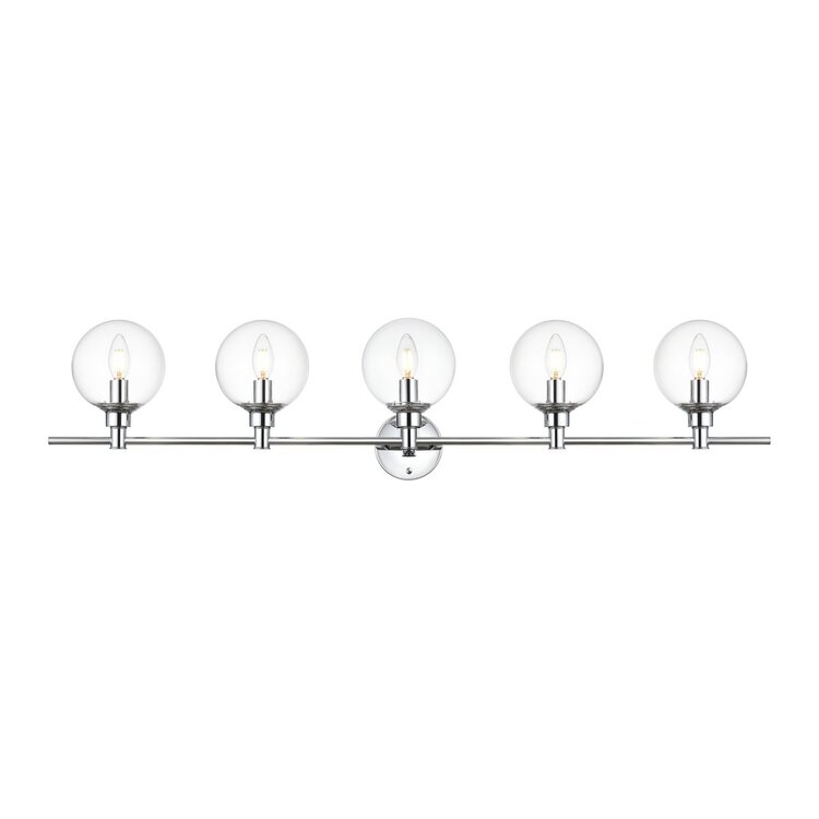 Living District Jaelynn 5 light Chrome and Clear Bath Sconce image - 1