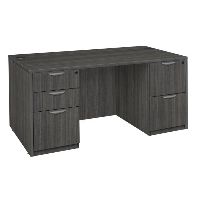 Regency Legacy 66 x 30 in. Office Desk with Double Full Pedestal- Ash Grey image - 1